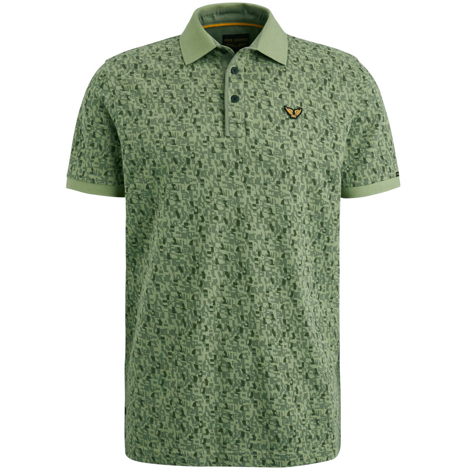 PME LEGEND Heren Polo's & T-shirts Short Sleeve Polo Fine Pique All Over Print Groen