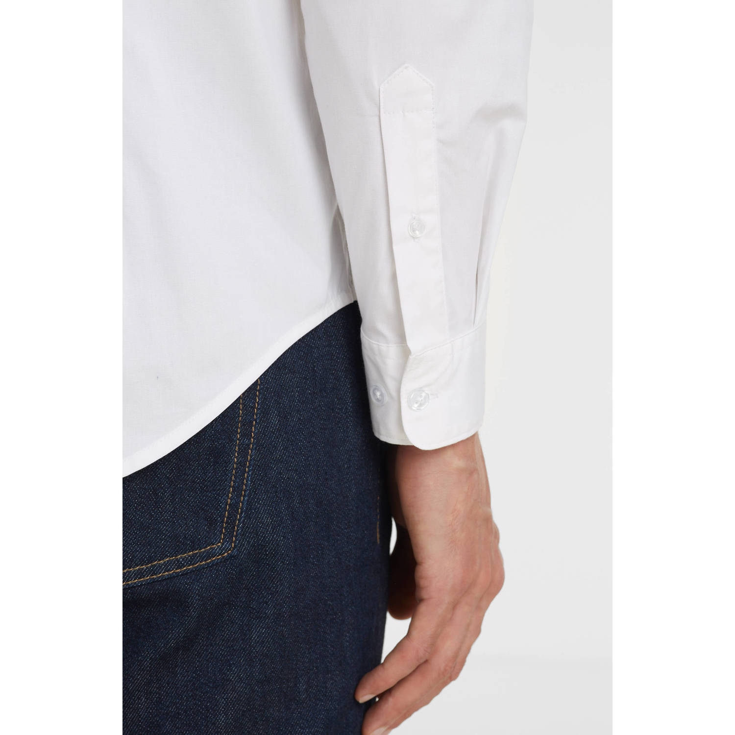 anytime regular fit poplin overhemd wit