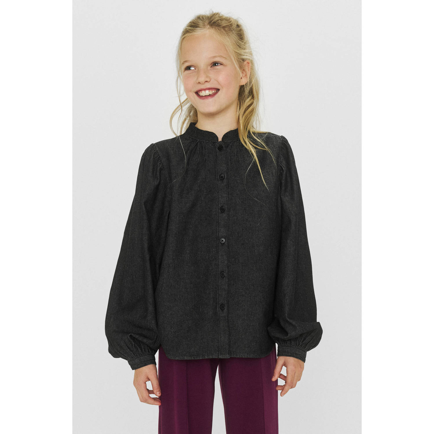 Me & My Monkey blouse Robin chambray grijs
