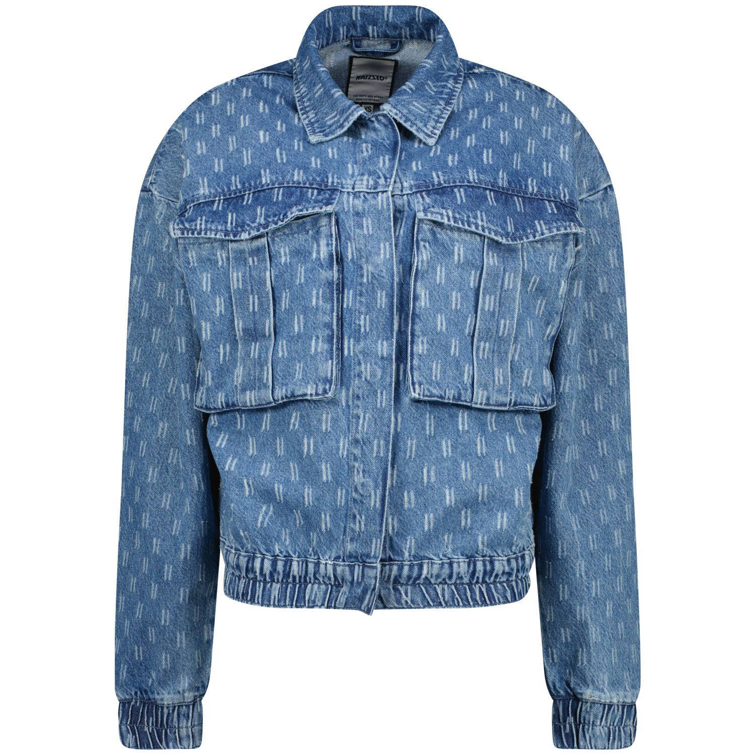 Raizzed spijkerjasje Mitaka met all over print medium blue denim