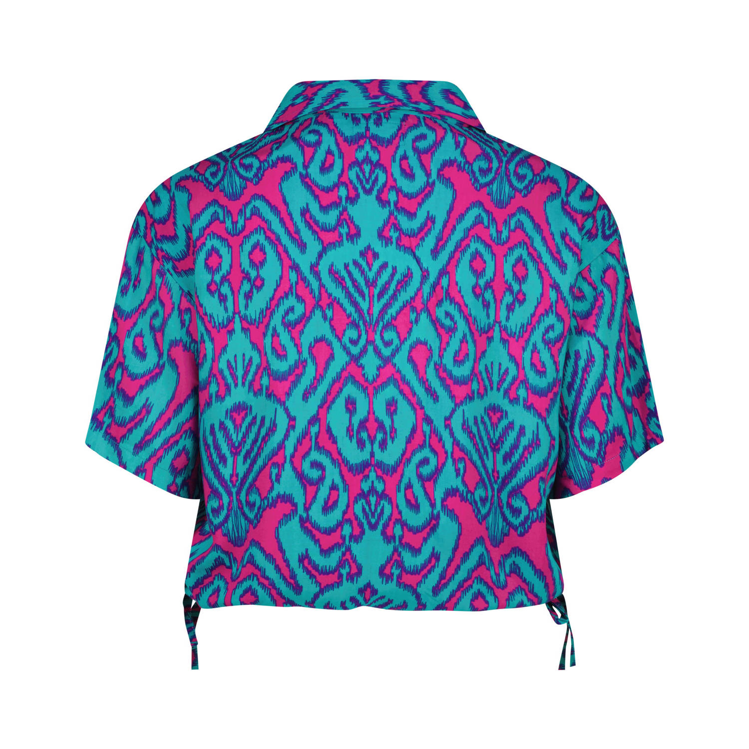 Raizzed blouse met grafische print paars blauw