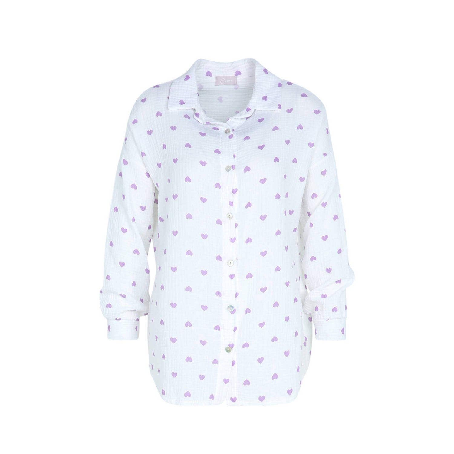 Cassis blouse met hartjes wit lila
