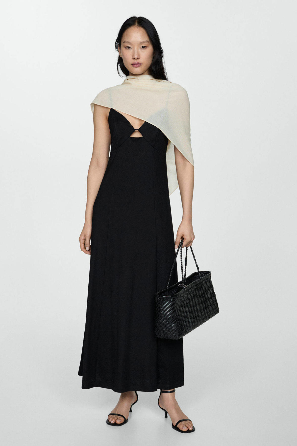 Top Mango Open Rug Mango maxi A-lijn jurk met open rug zwart | wehkamp