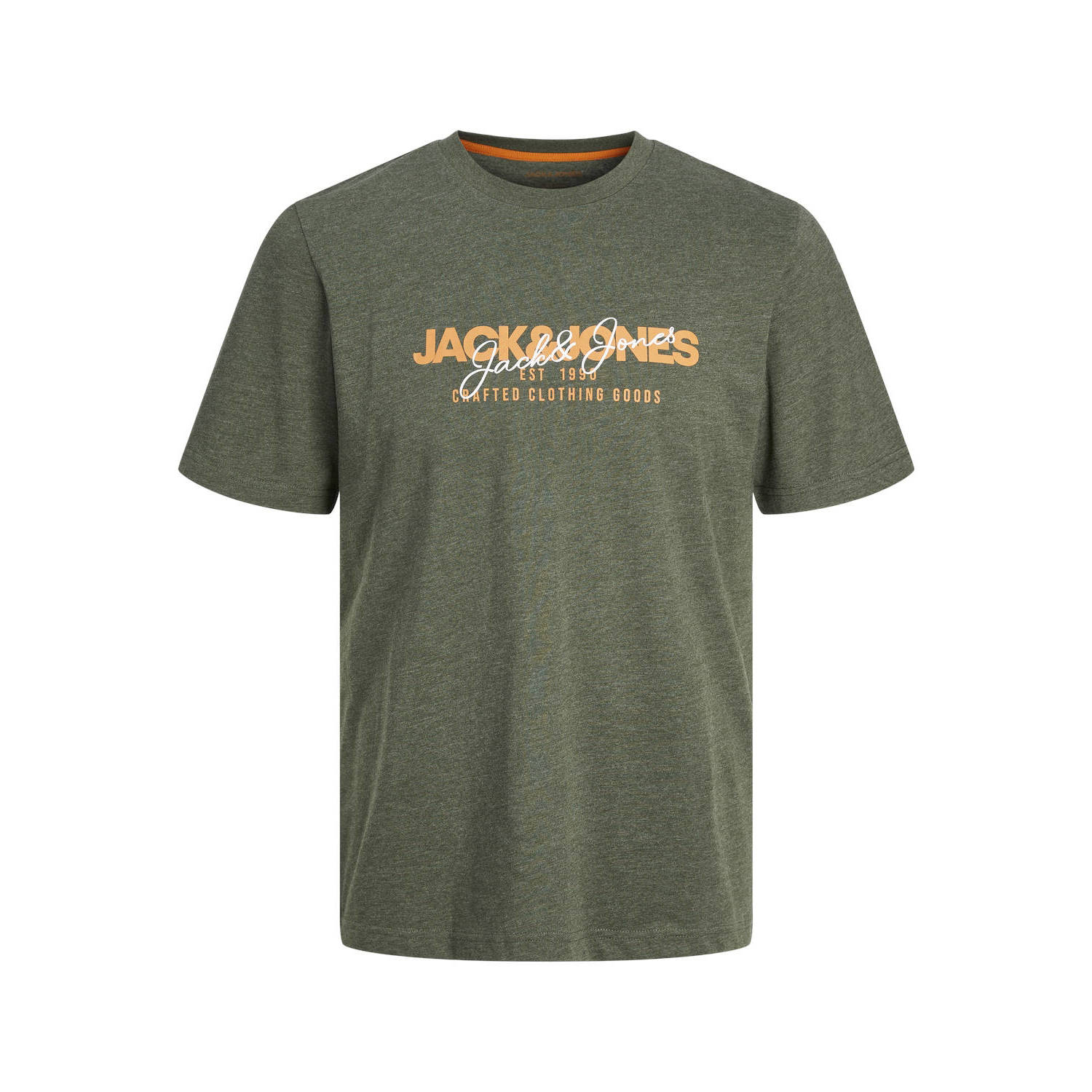 JACK & JONES PLUS SIZE regular fit T-shirt JJALVIS Plus Size met printopdruk groen