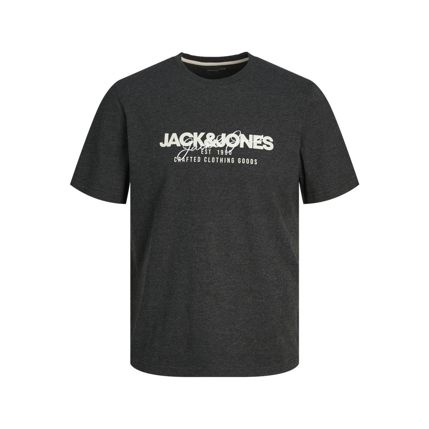 JACK & JONES PLUS SIZE regular fit T-shirt JJALVIS Plus Size met printopdruk zwart