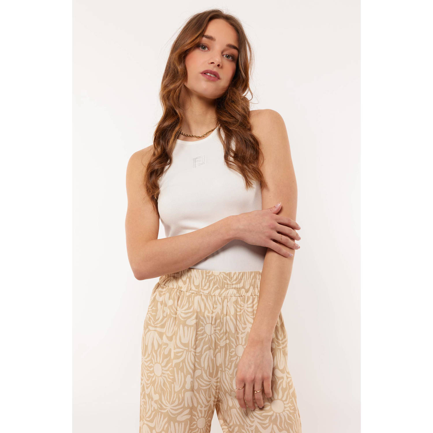 FLURESK ribgebreide top Awena ecru