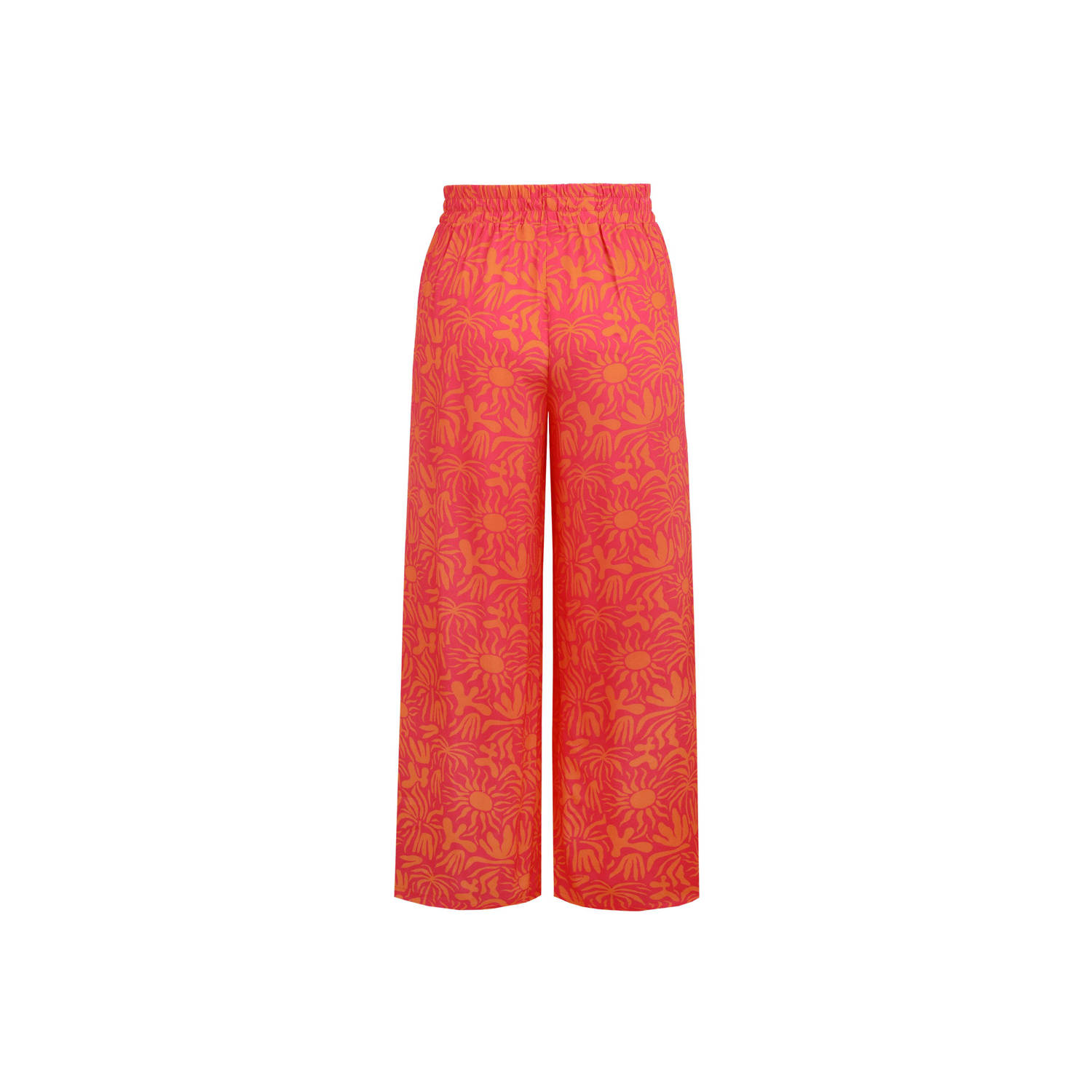 FLURESK wide leg broek Kat met all over print roze oranje