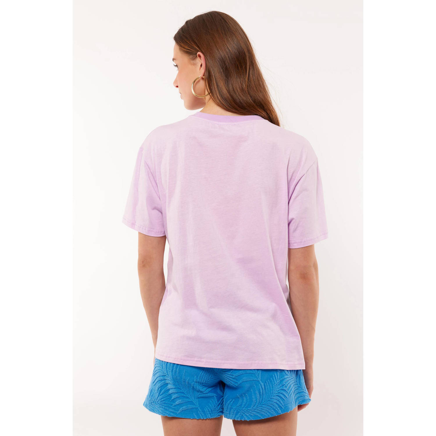 FLURESK T-shirt Stelle met tekst lila blauw
