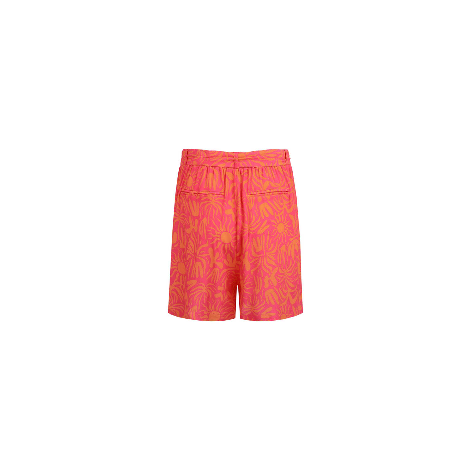 FLURESK regular fit short Lorelay met all over print roze oranje