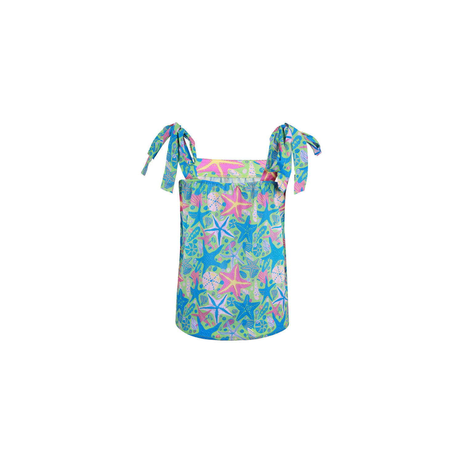 FLURESK top Mirre met all over print blauw lichtgroen