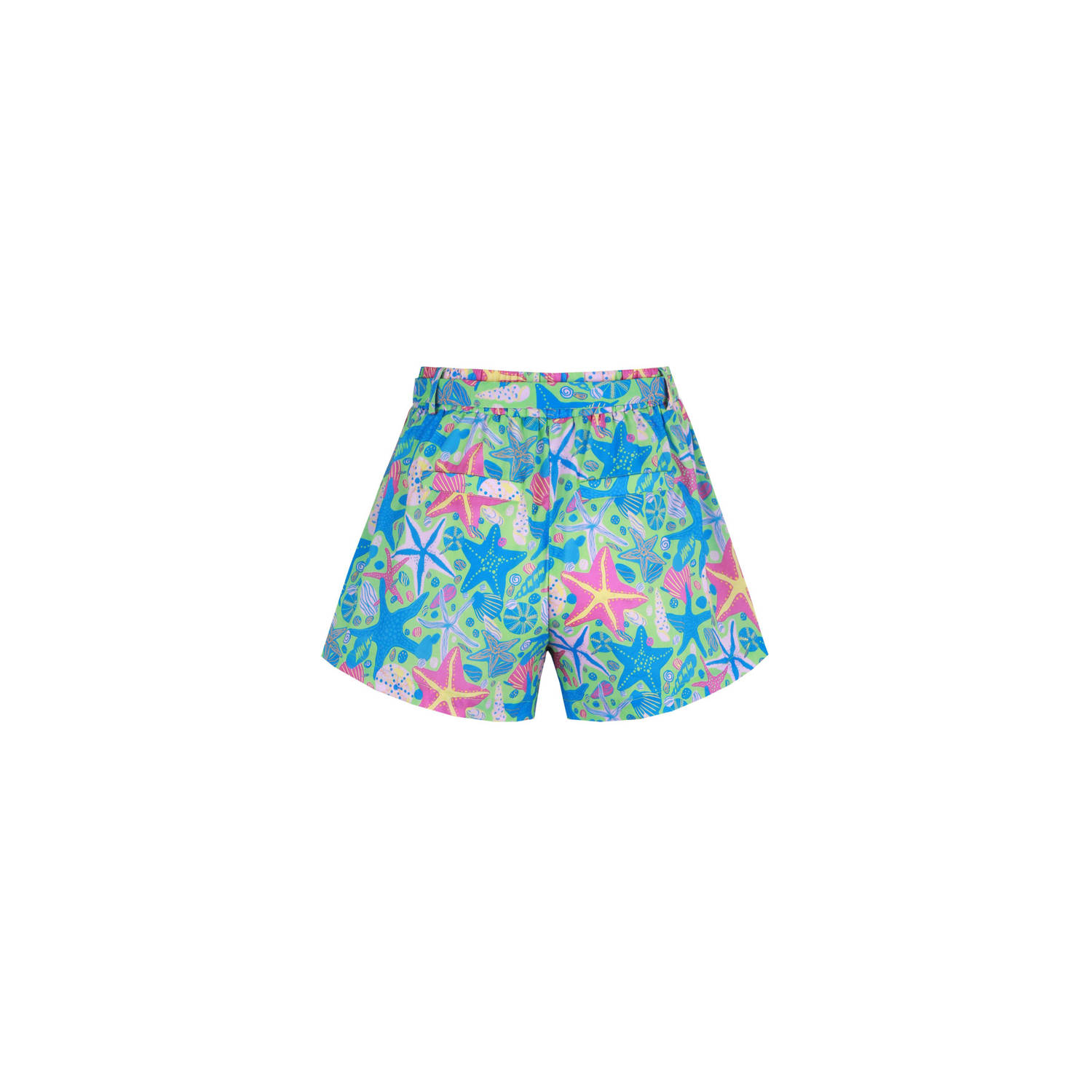 FLURESK regular fit short Dafna met all over print blauw lichtgroen