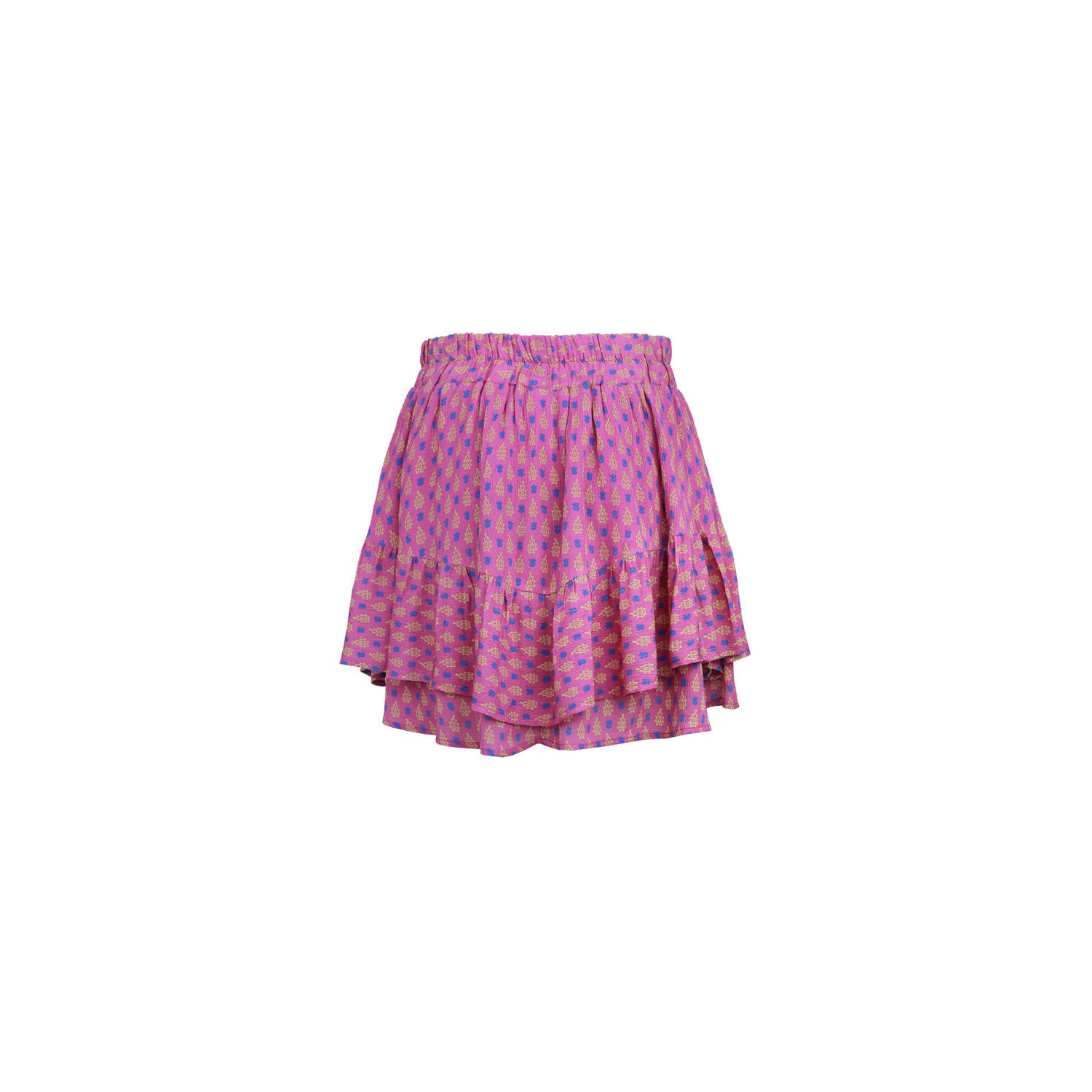 FLURESK rok Daily met all over print en plooien lila geel