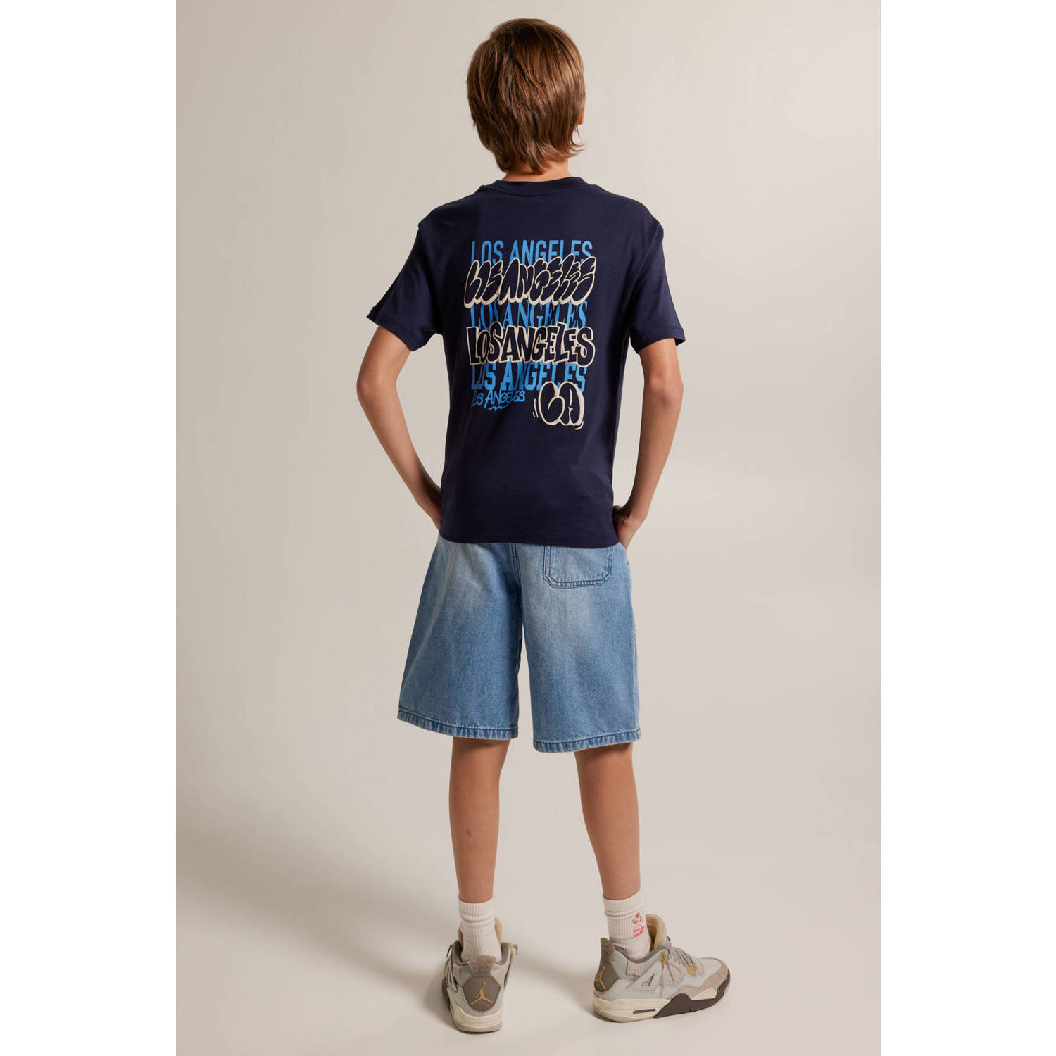 America Today T-shirt met backprint donkerblauw