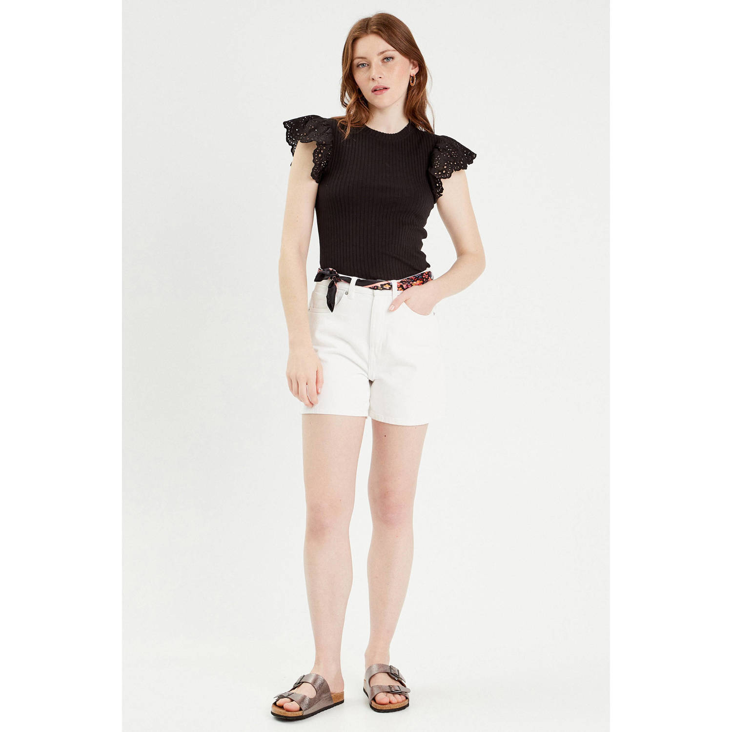 Cache ribgebreide top zwart