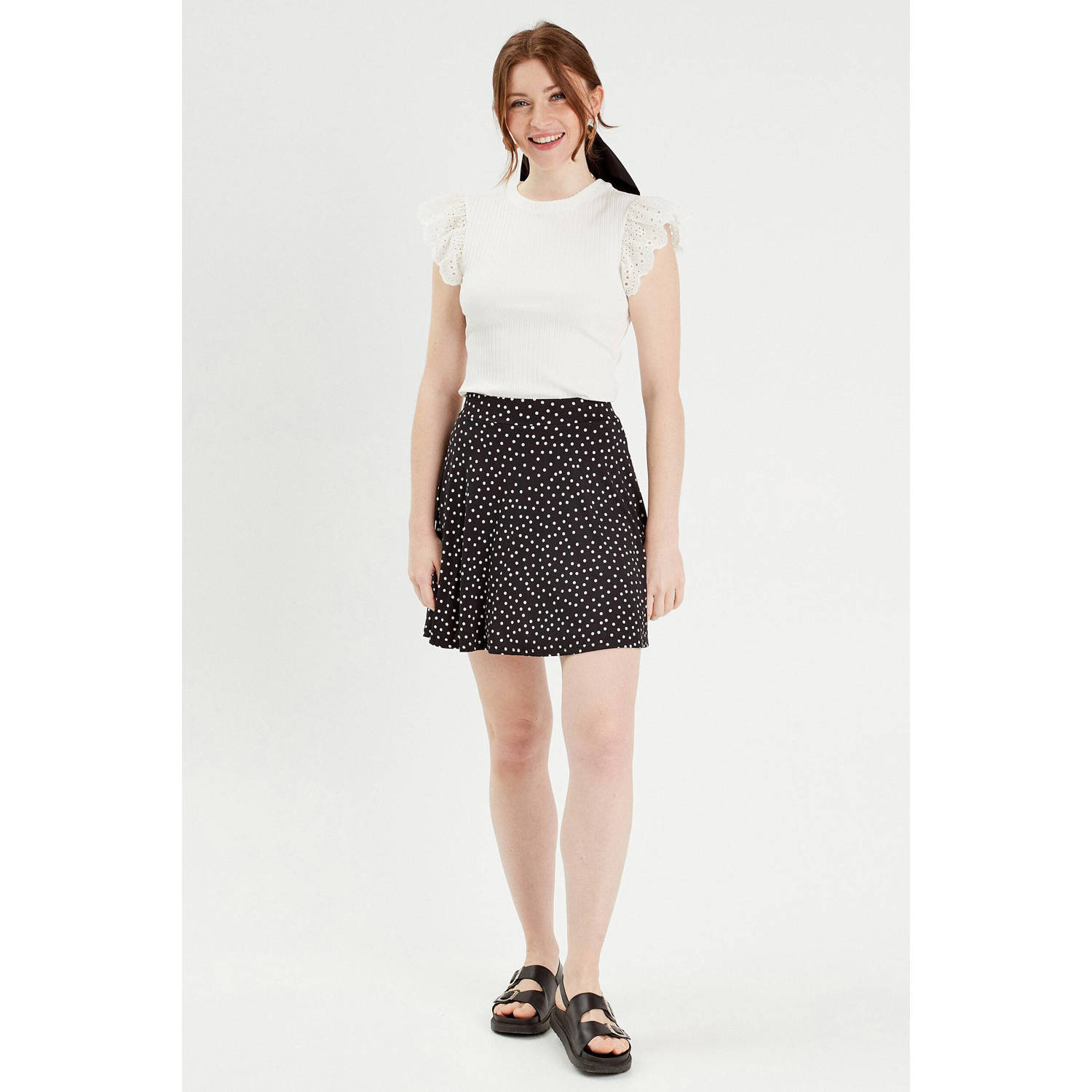 Cache ribgebreide top ecru