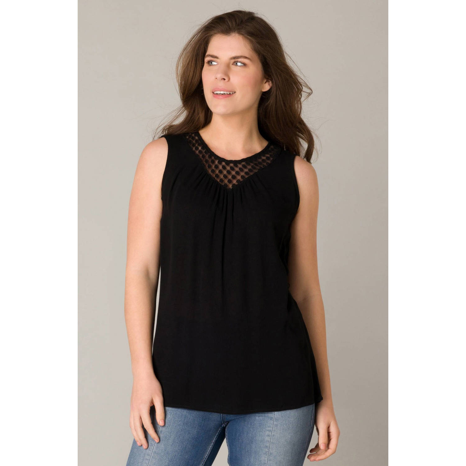 ES&SY semi-transparante top zwart