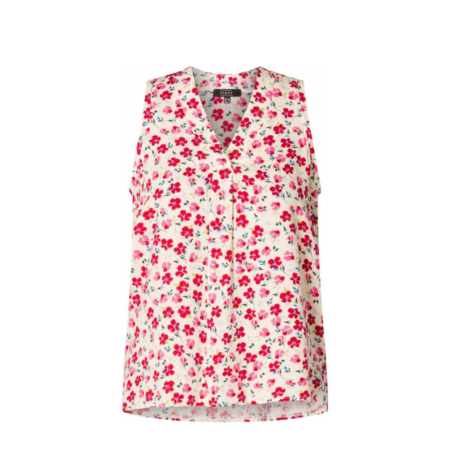 ES&SY gebloemde top ecru rood roze