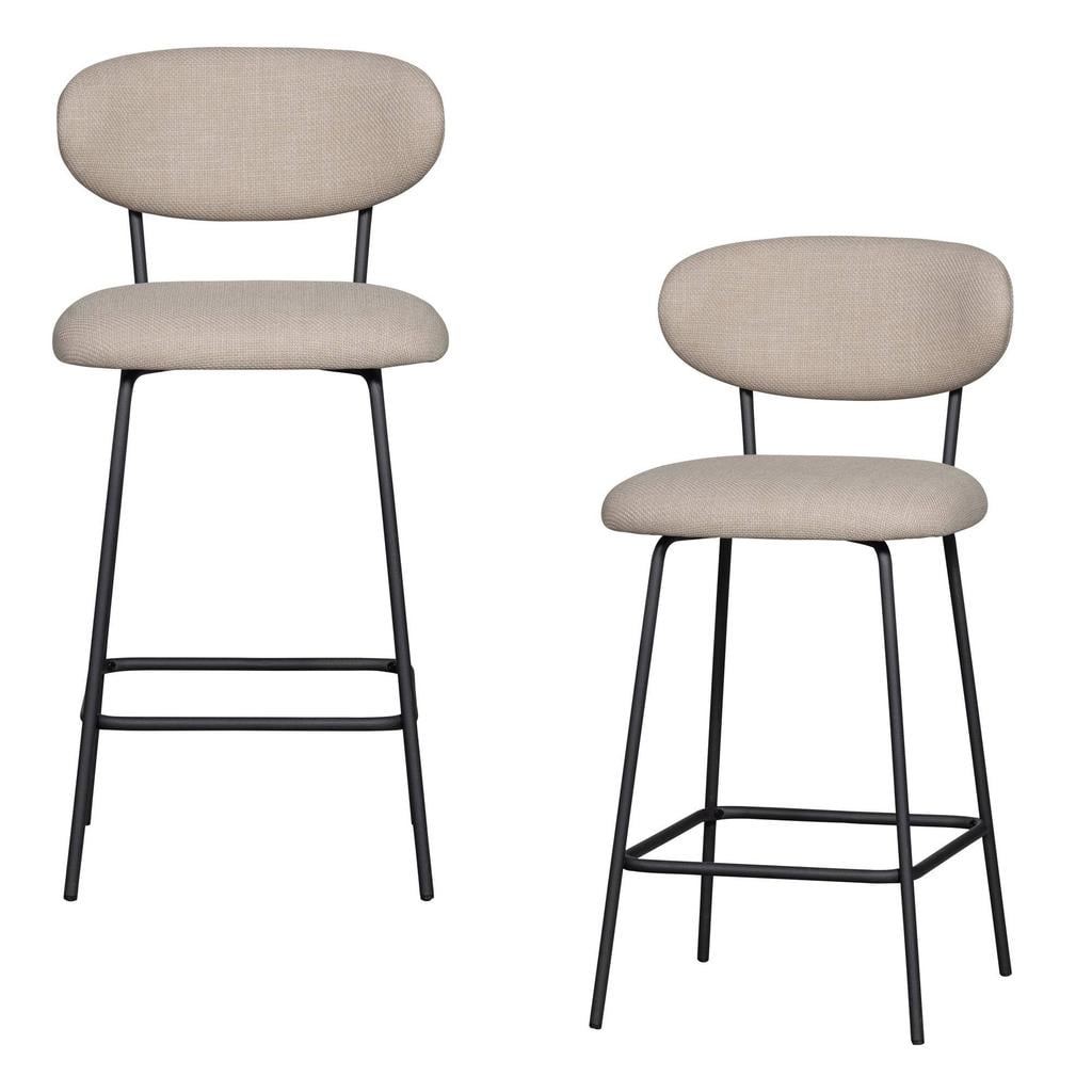 WOOOD WOOOD Kjeld Barstoelen - Polyester - Naturel - Set van 2