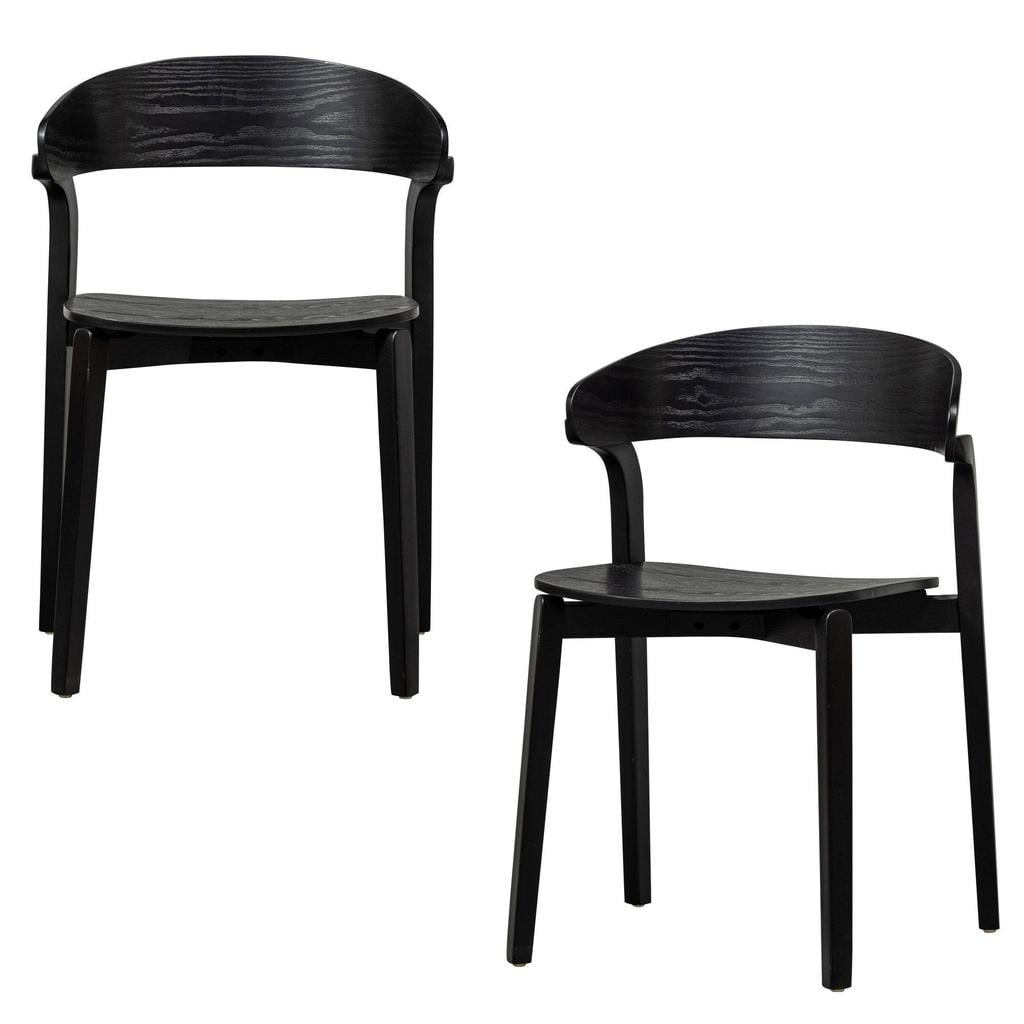 WOOOD WOOOD Cras Eetkamerstoelen - Hout - Zwart - Set van 2
