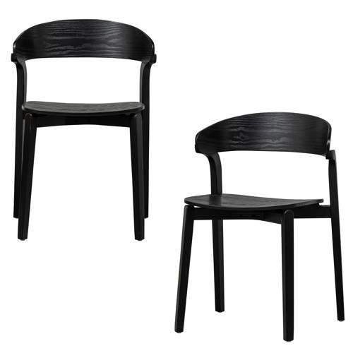 WOOOD eetkamerstoel Cras (set van 2) - black