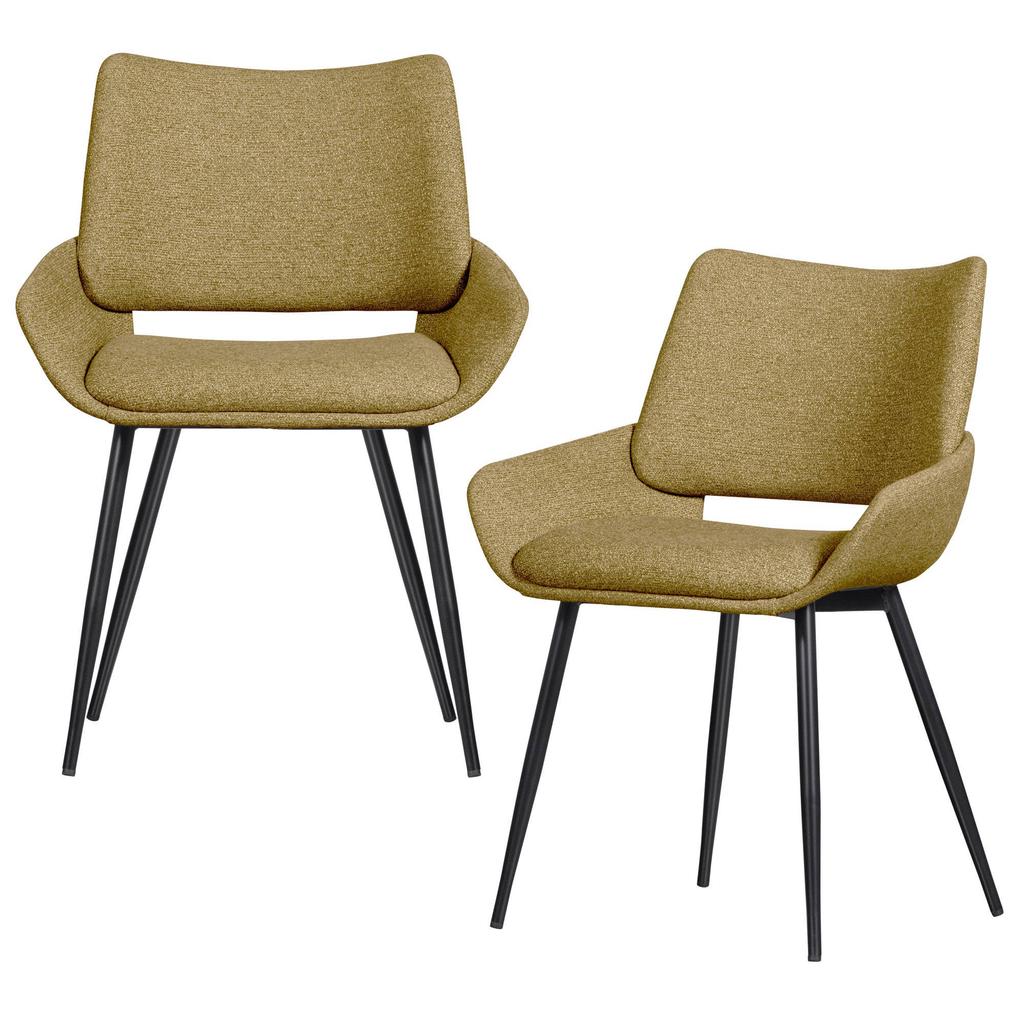 WOOOD WOOOD Parade Eetkamerstoelen - Melange Stof - Mosterd - Set van 2
