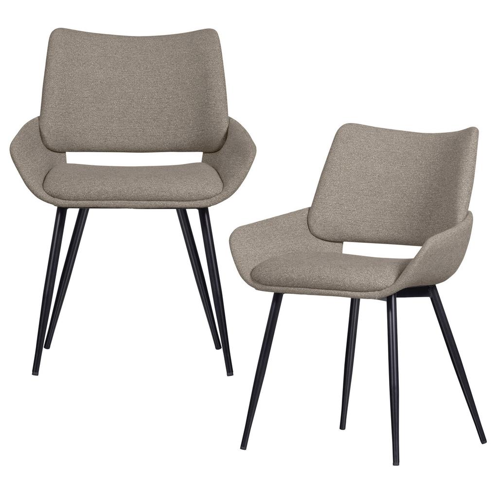 WOOOD WOOOD Parade Eetkamerstoelen - Melange Stof - Mosterd - Set van 2