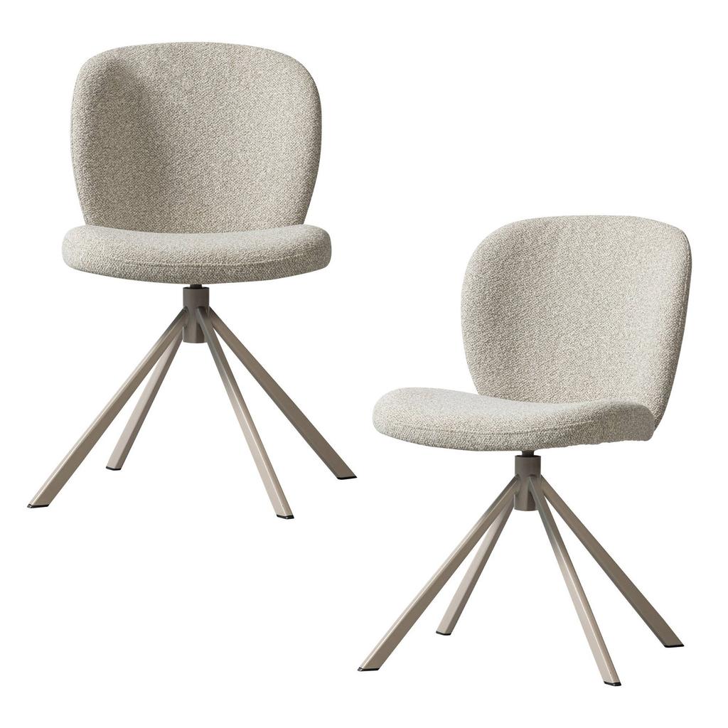 WOOOD WOOOD Femke Eetkamerstoelen - Bouclé - Naturel - Set van 2