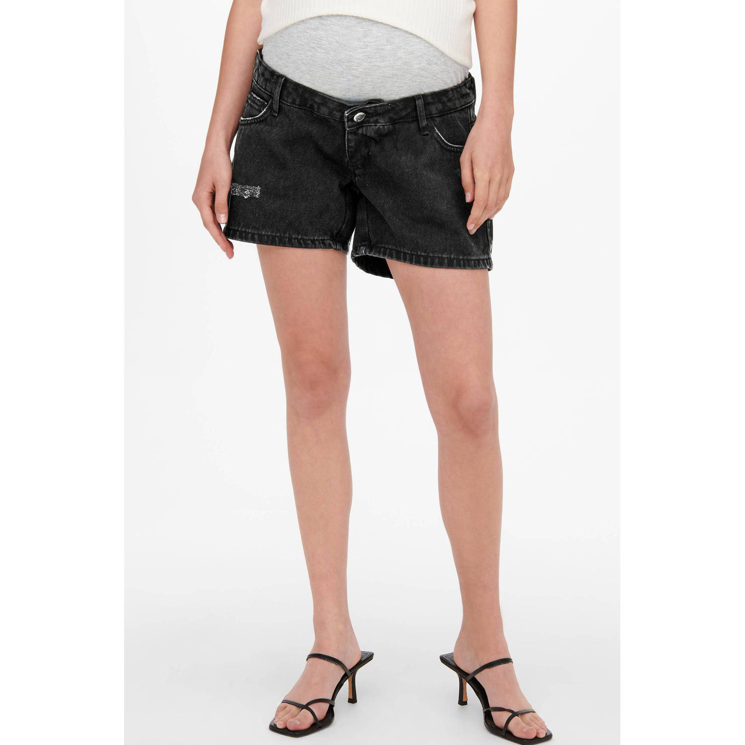 ONLY MATERNITY regular fit short black denim