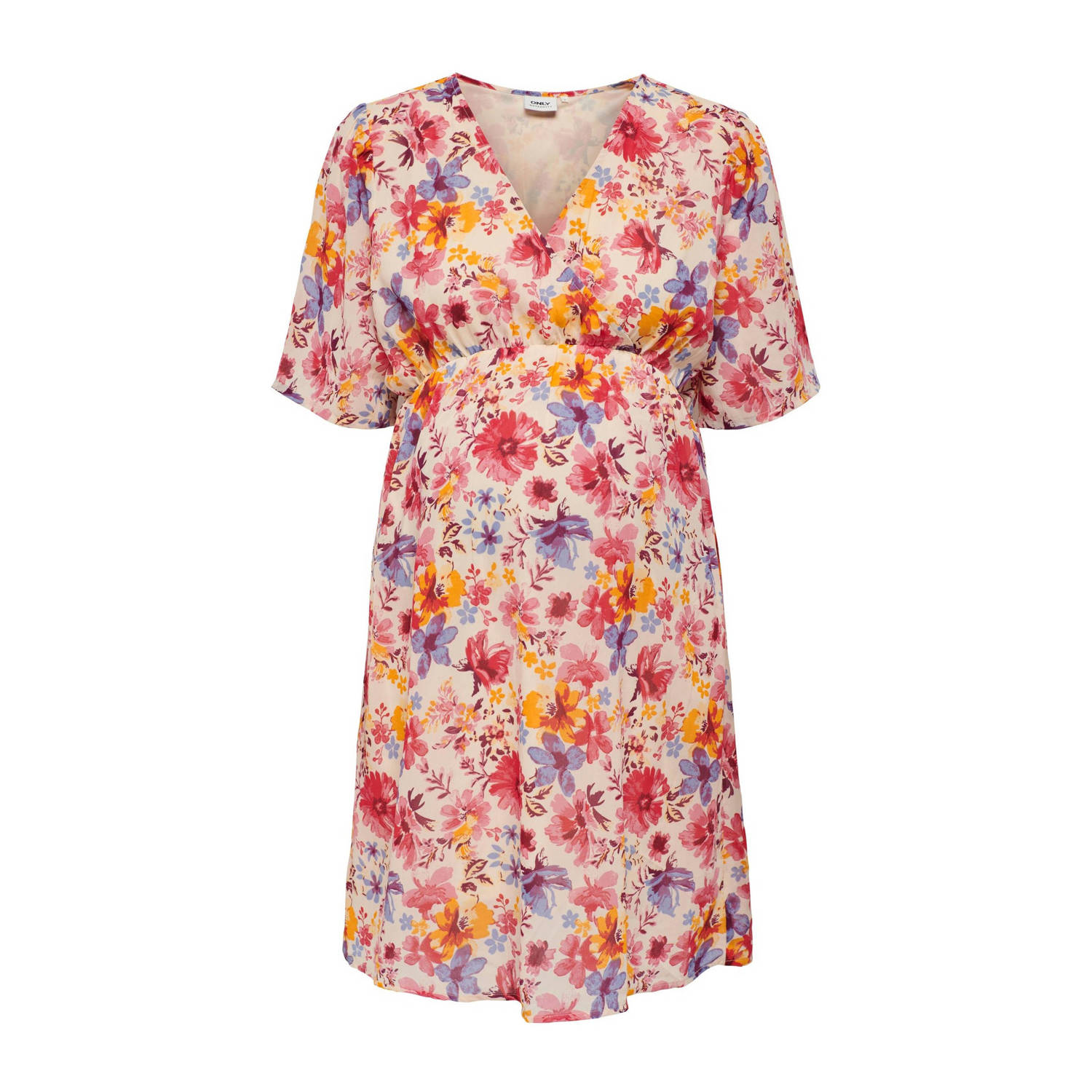 ONLY MATERNITY gebloemde jurk OLMSTAR roze paars oranje