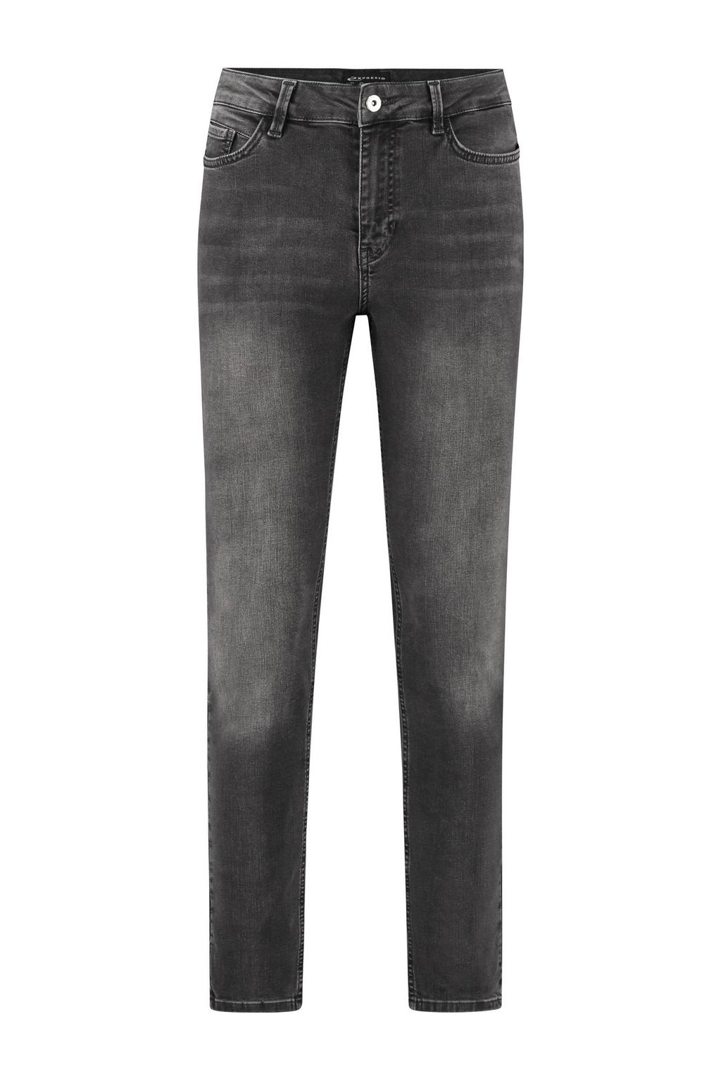 Grey denim dames Expresso skinny jeans van denim met regular waist, rits- en knoopsluiting en effen