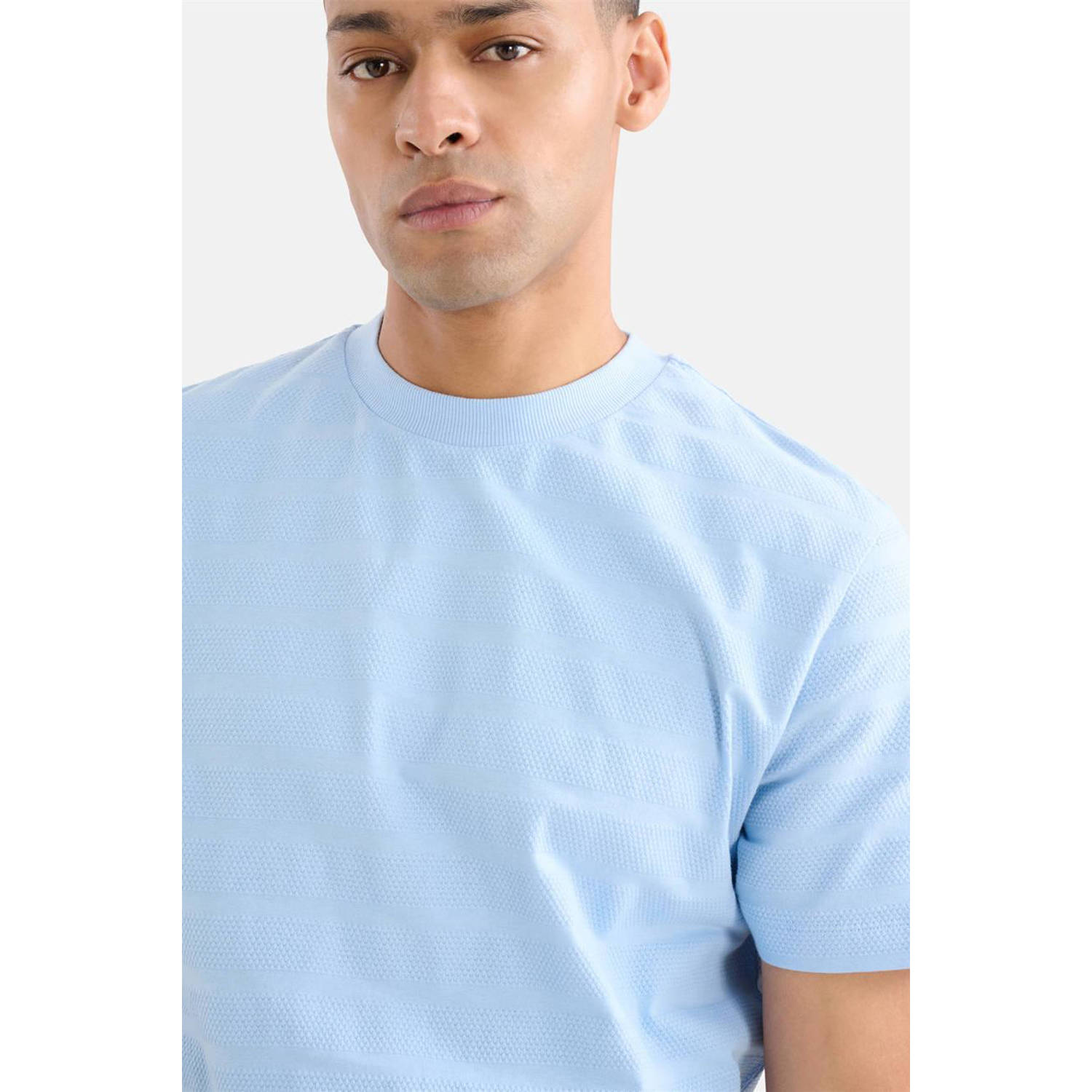 Shoeby T-shirt met ingebreid patroon lichtblauw