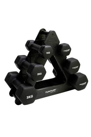 dumbbellset - 1/ 2/3 kg met houder
