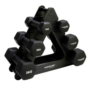  dumbbellset - 1/ 2/3 kg met houder