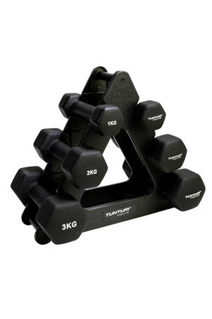 dumbbellset - 1/ 2/3 kg met houder