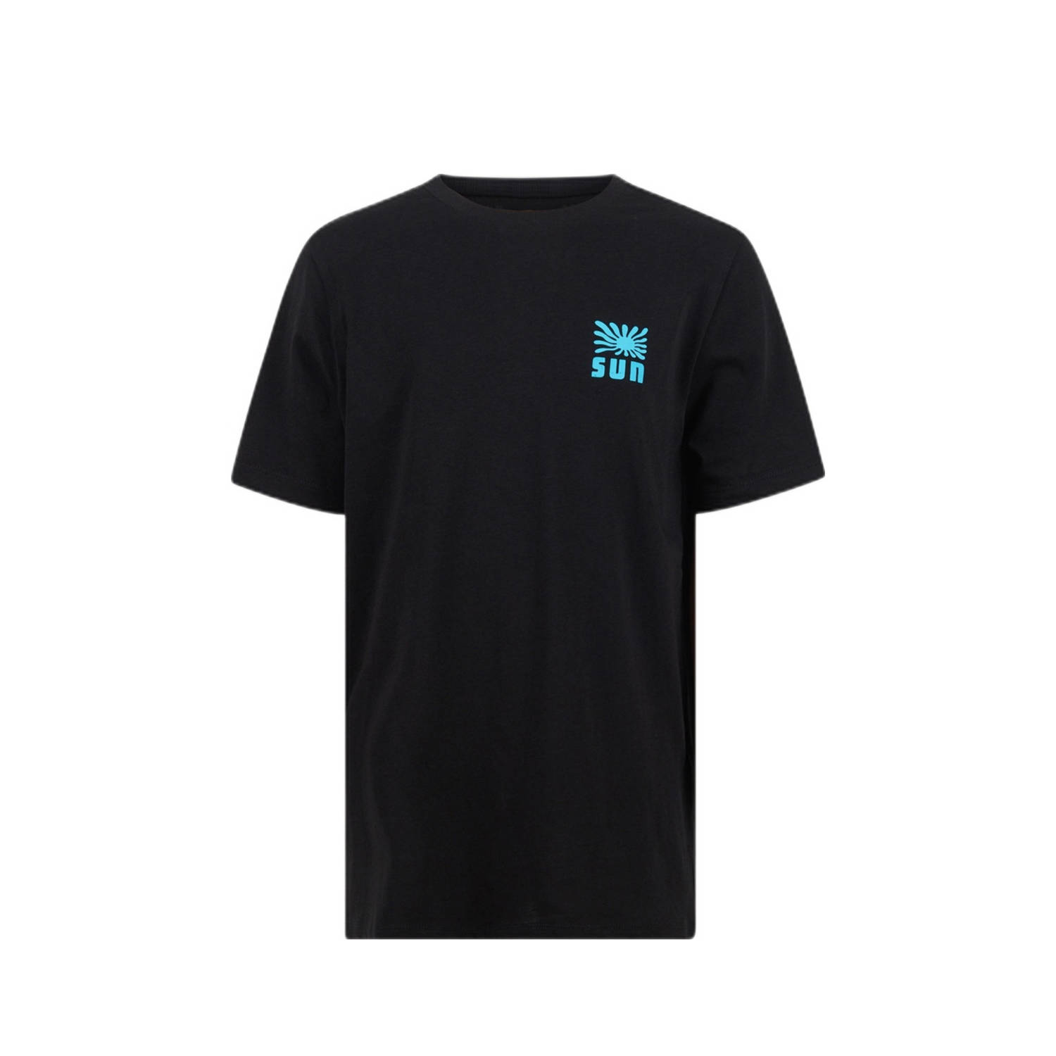 Shoeby T-shirt met backprint zwart blauw Jongens Katoen Ronde hals Backprint 158 164