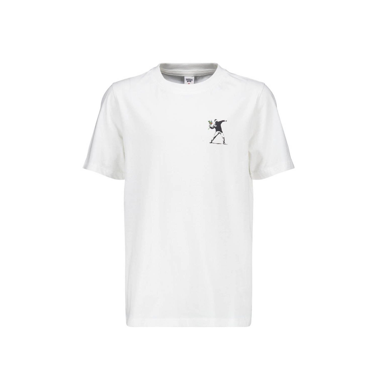America Today T-shirt met backprint wit zwart Jongens Katoen Ronde hals 122 128