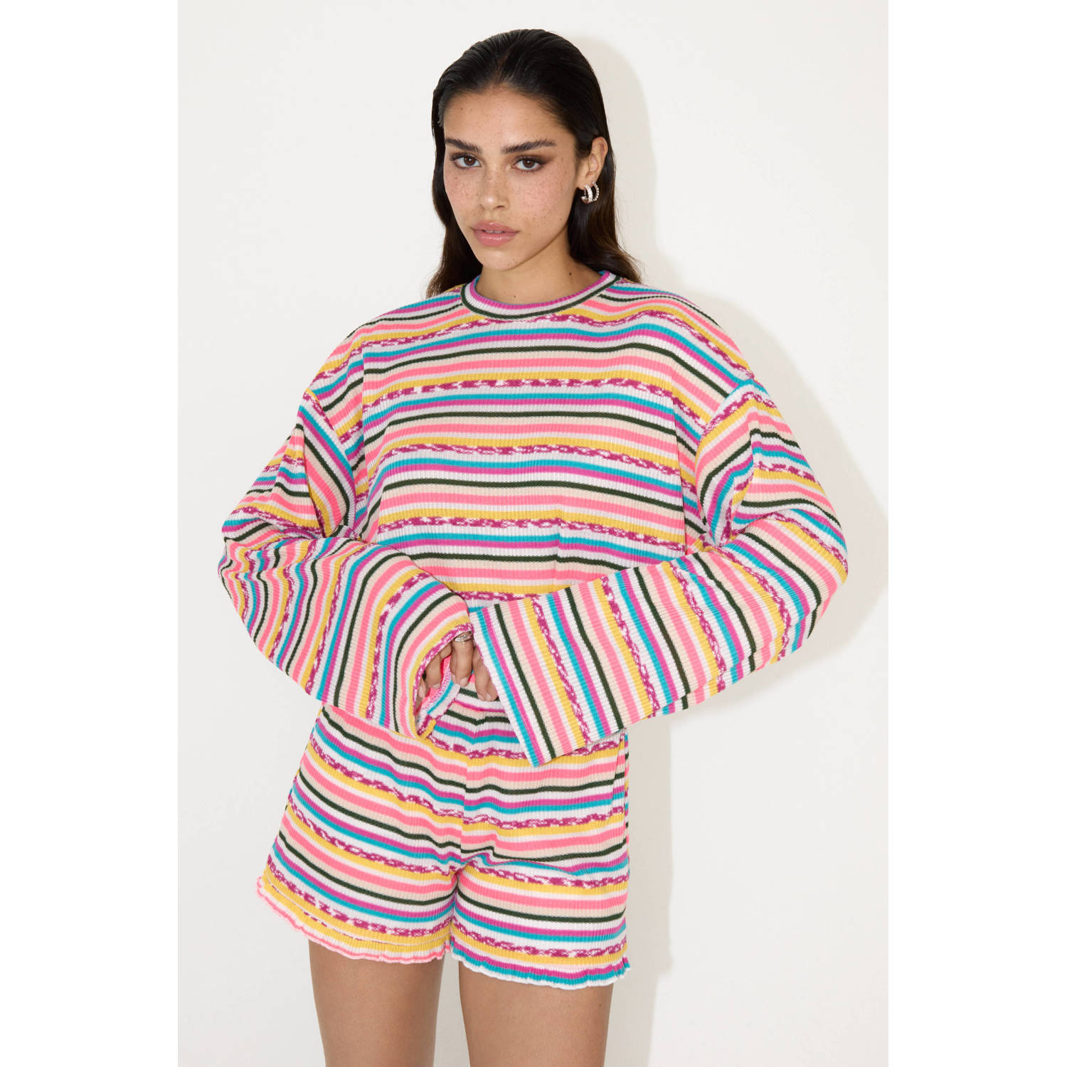 Refined Department gestreepte gebreide top Lola multi