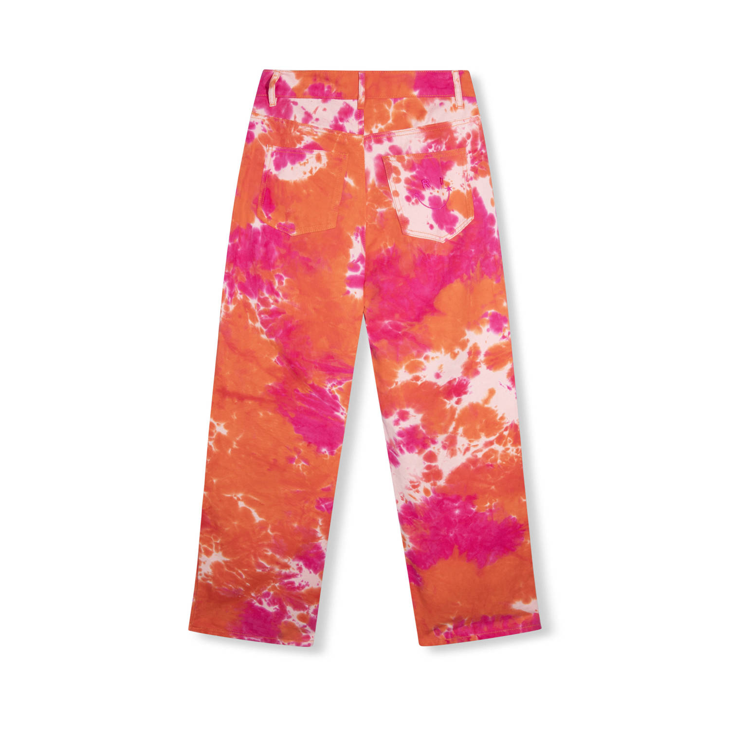 Refined Department tie-dye high waist straight leg jeans Hannah fuchsia oranje lichtroze
