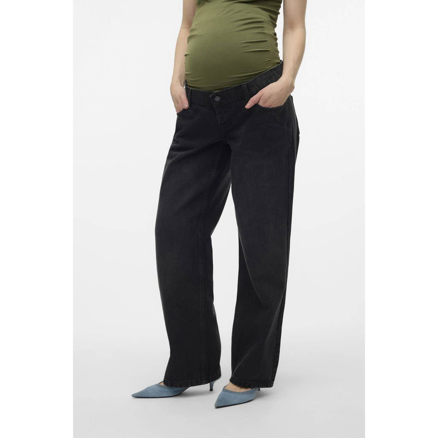 VERO MODA MATERNITY zwangerschaps wide leg jeans VMMTESS black denim
