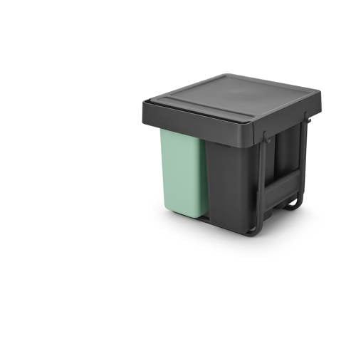 Brabantia Sort & Go Inbouw Prullenbak - 10 + 10 + 20 l - Jade Green en Dark Grey - Jade Green en Dark Grey