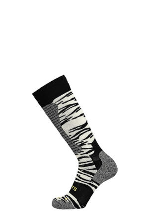 skisokken Tech met zebrapint grijs