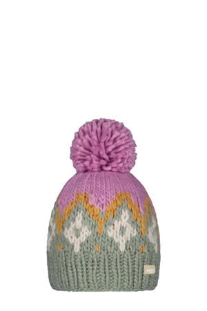pompon muts Curley roze