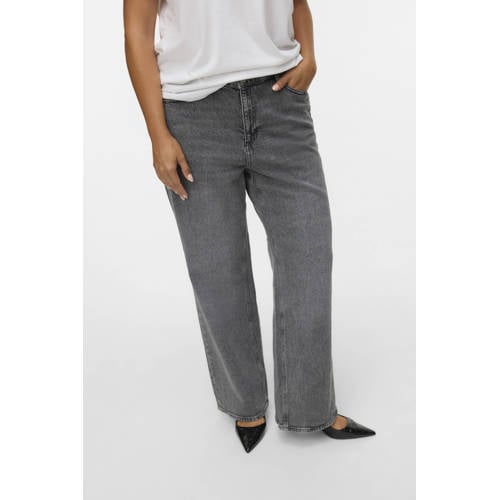VERO MODA CURVE high waist wide leg jeans medium grey denim afbeelding