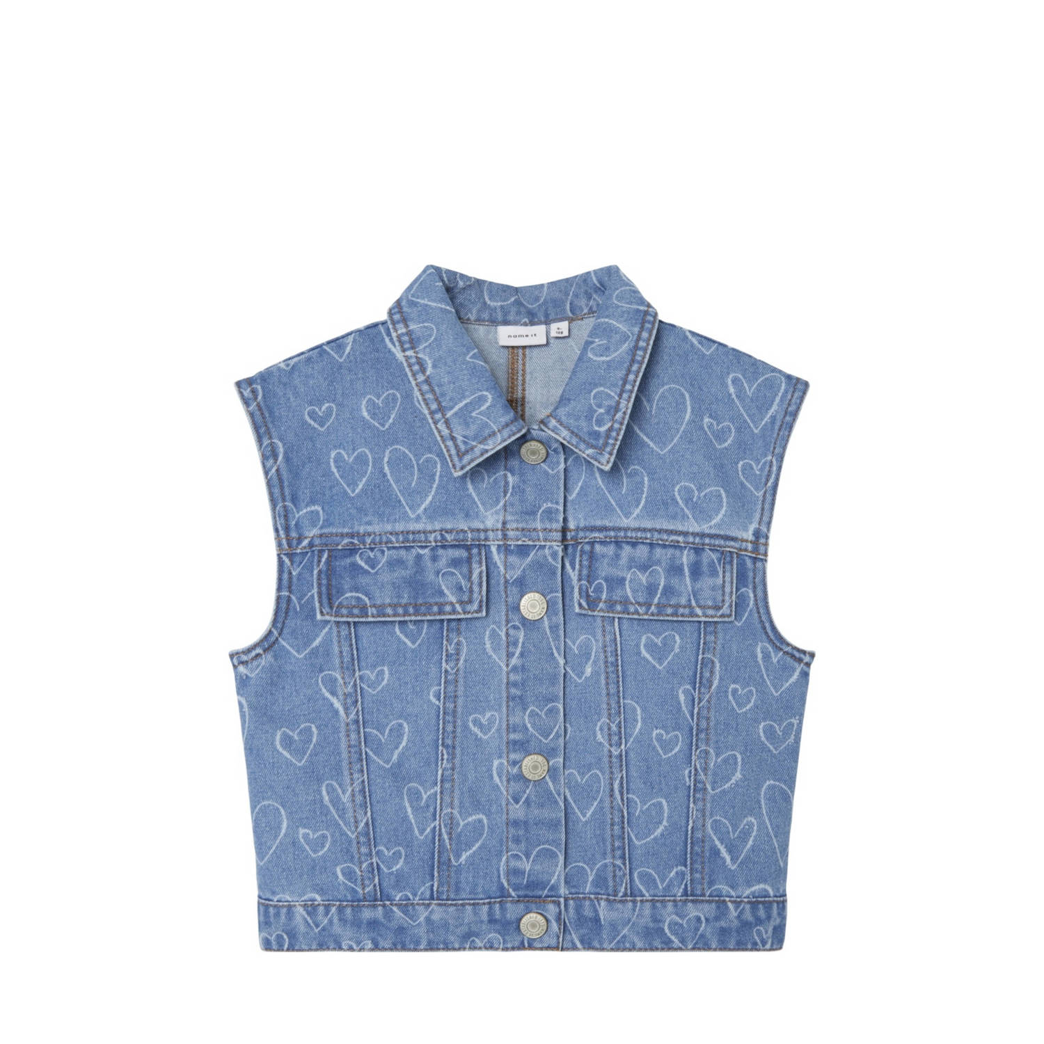 NAME IT KIDS gilet NKFLILLI met hartjes dark blue denim