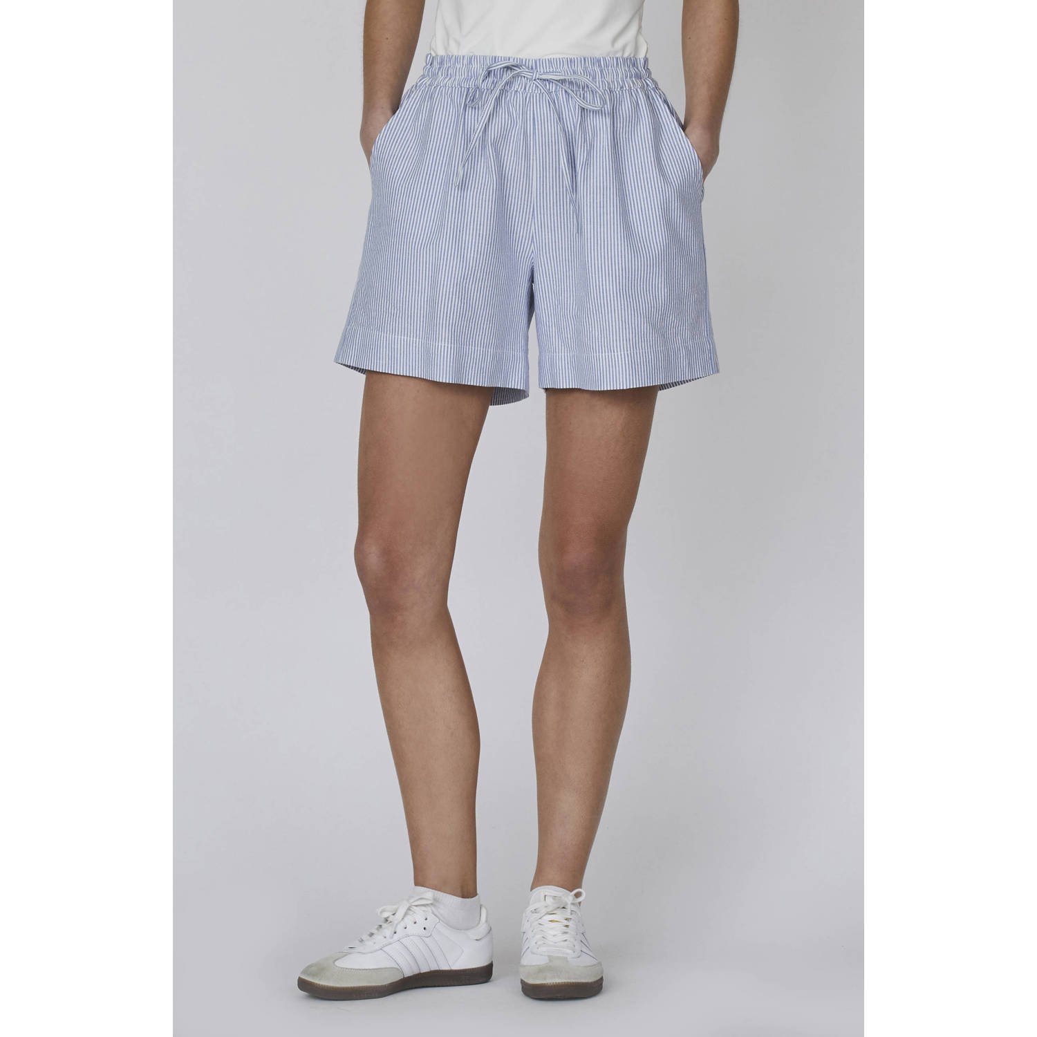 SisterS Point gestreepte loose fit short blauw wit