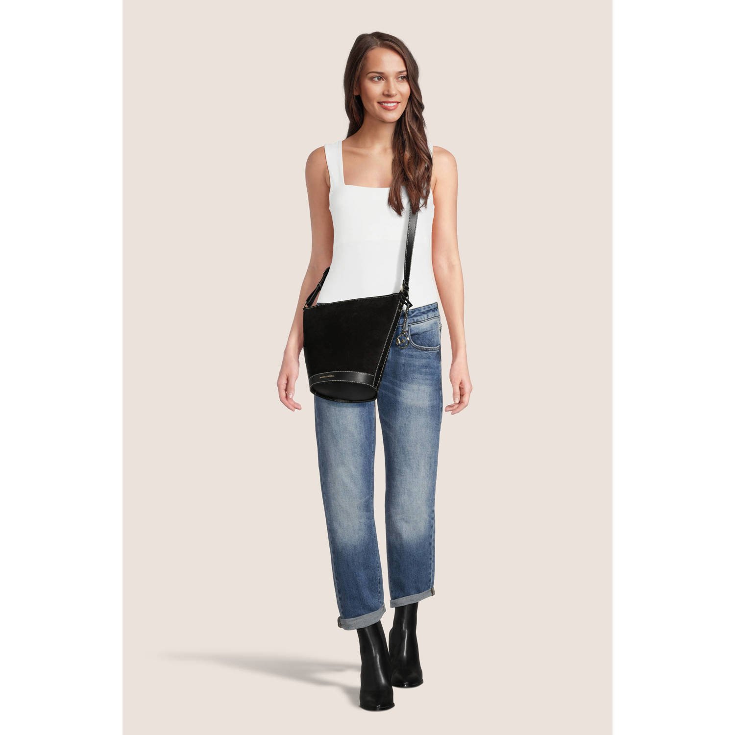 Michael Kors leren bucket bag Townsend zwart