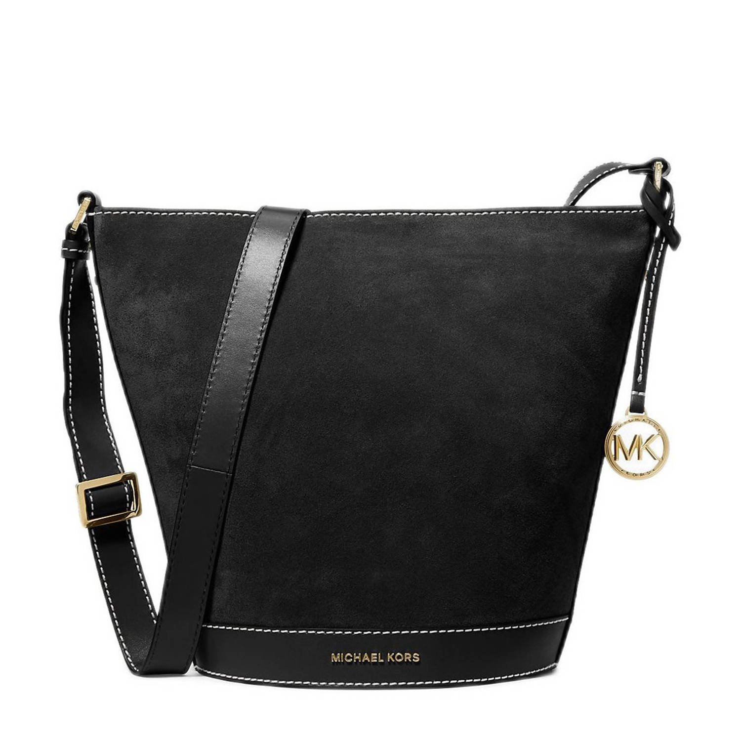 Michael Kors Zwarte Suède Lederen Schoudertas Black Dames