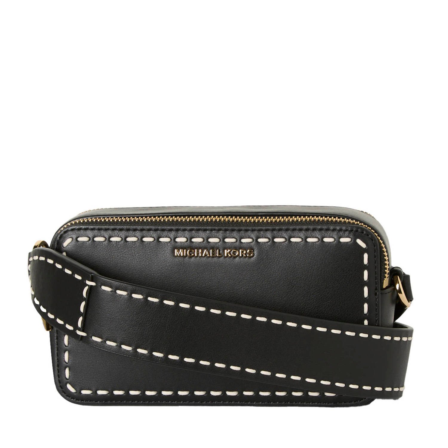 Michael Kors leren crossbody tas Jet Set Small zwart