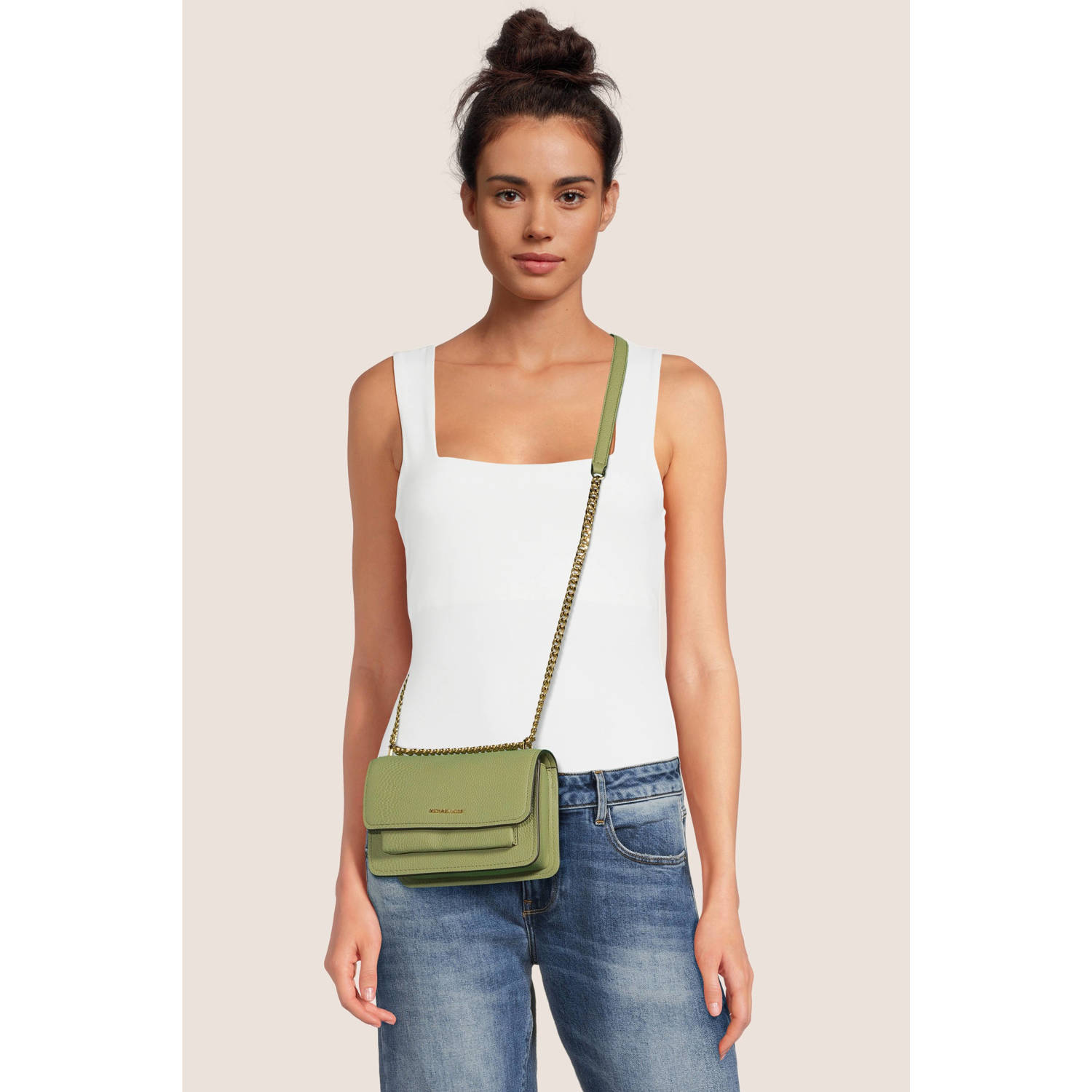 Michael Kors Groene Crossbody Schoudertas Claire Green Dames