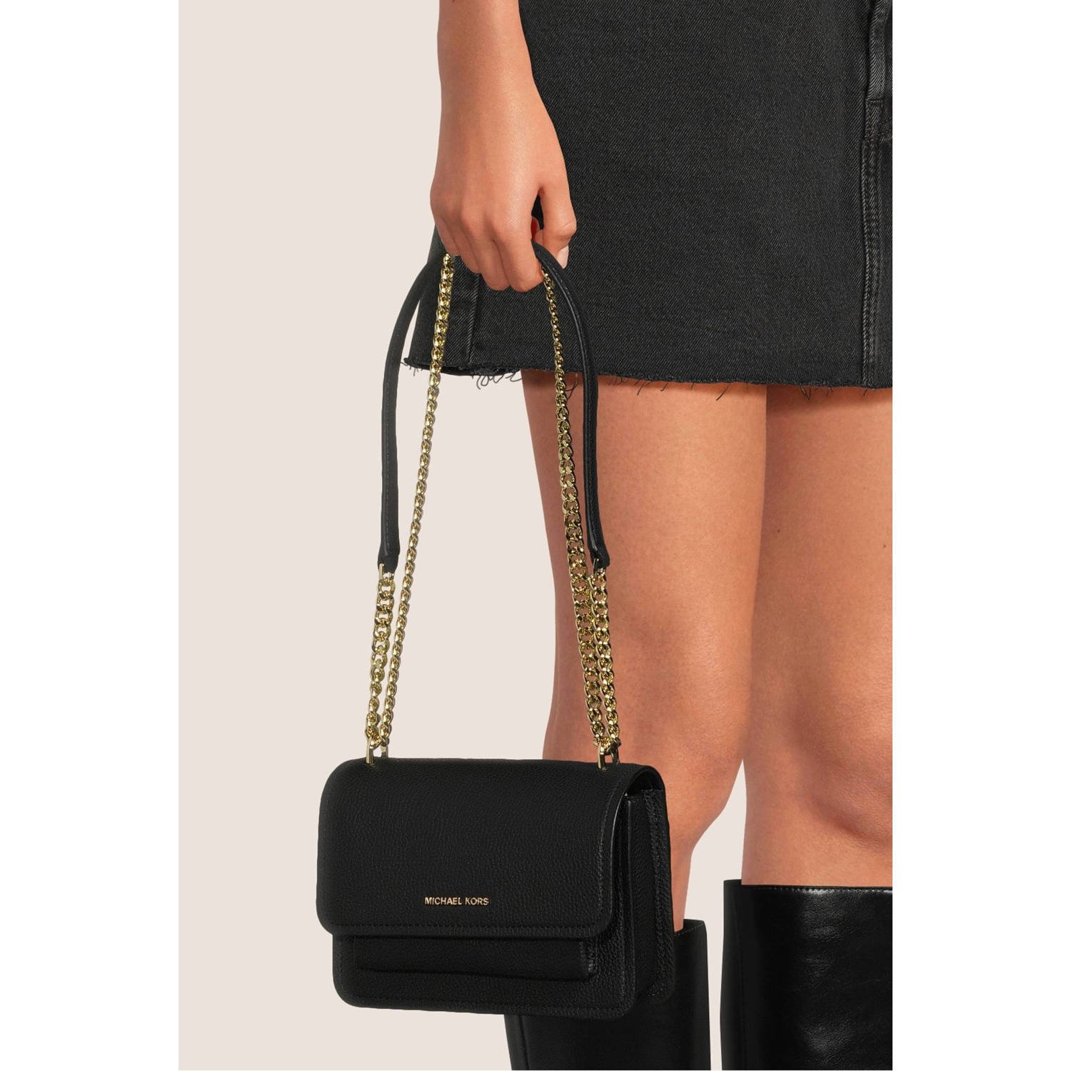Michael Kors leren crossbody tas Claire Small zwart